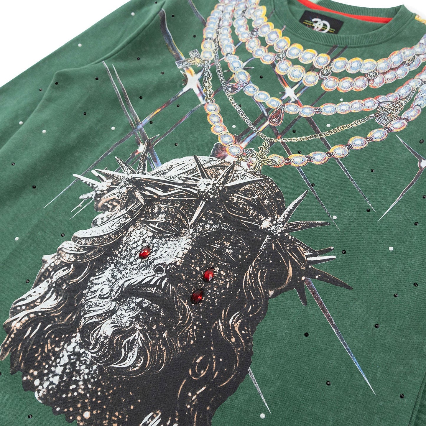 TEEK - F4121 Sinners Welcome Crewneck Sweatshirt - Green TOPS TEEK MJ