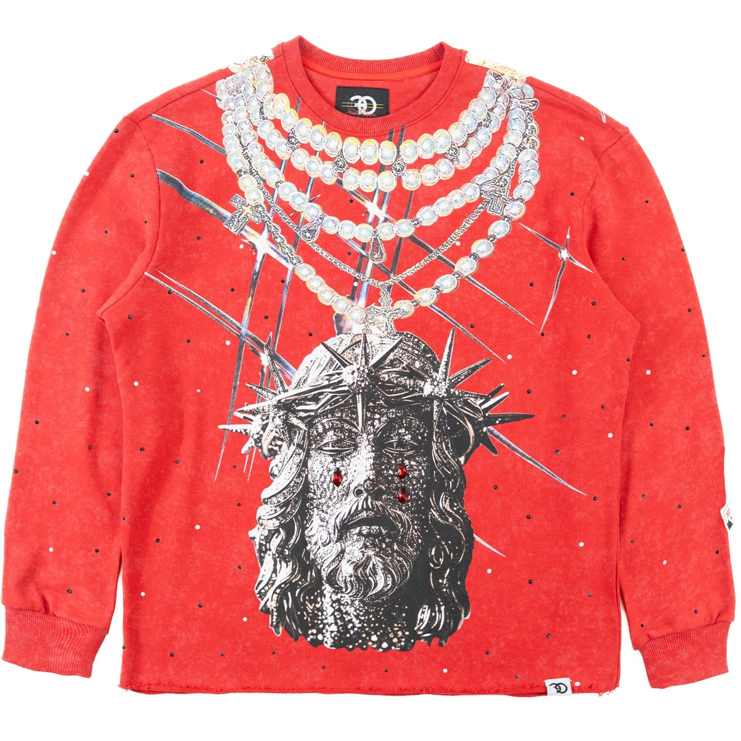 TEEK - F4121 Sinners Welcome Crewneck Sweatshirt - Red TOPS TEEK MJ S RED