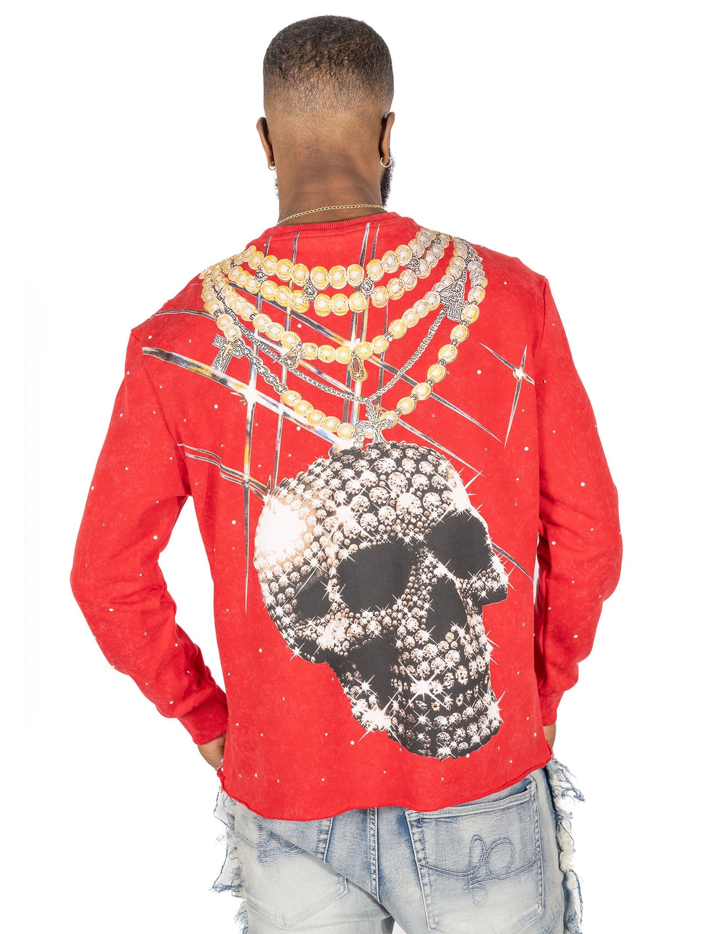 TEEK - F4121 Sinners Welcome Crewneck Sweatshirt - Red TOPS TEEK MJ