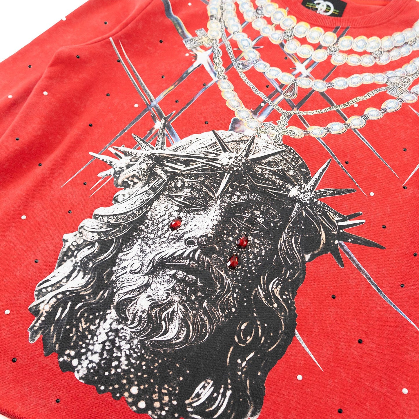 TEEK - F4121 Sinners Welcome Crewneck Sweatshirt - Red TOPS TEEK MJ