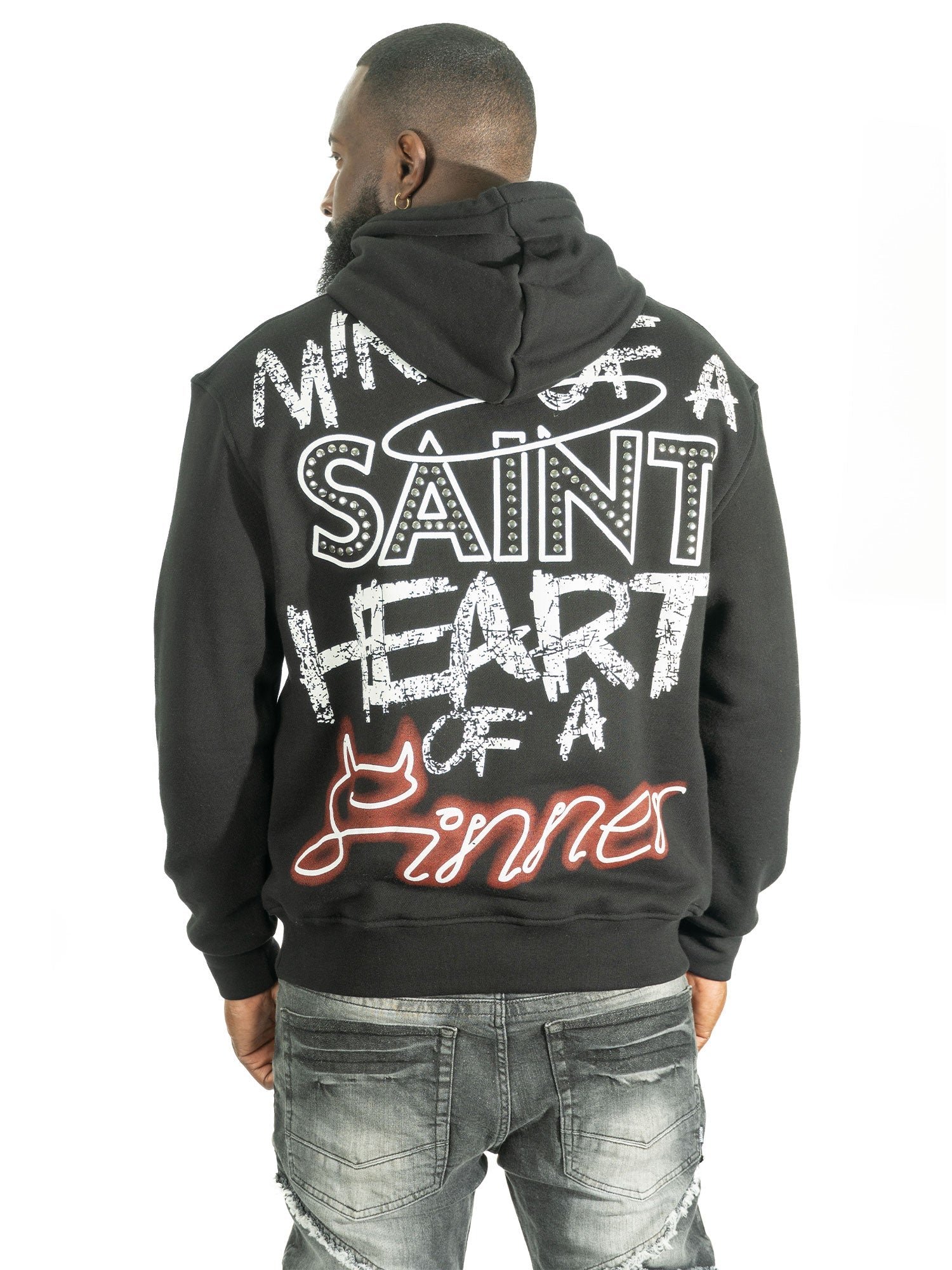 TEEK - Fleece Hoodie | F4173 Sinners Over Size - Black TOPS TEEK MJ