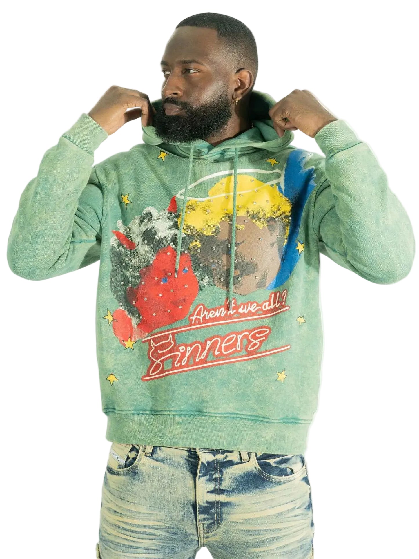 TEEK - Fleece Hoodie | F4173 Sinners Over Size - Green TOPS TEEK MJ