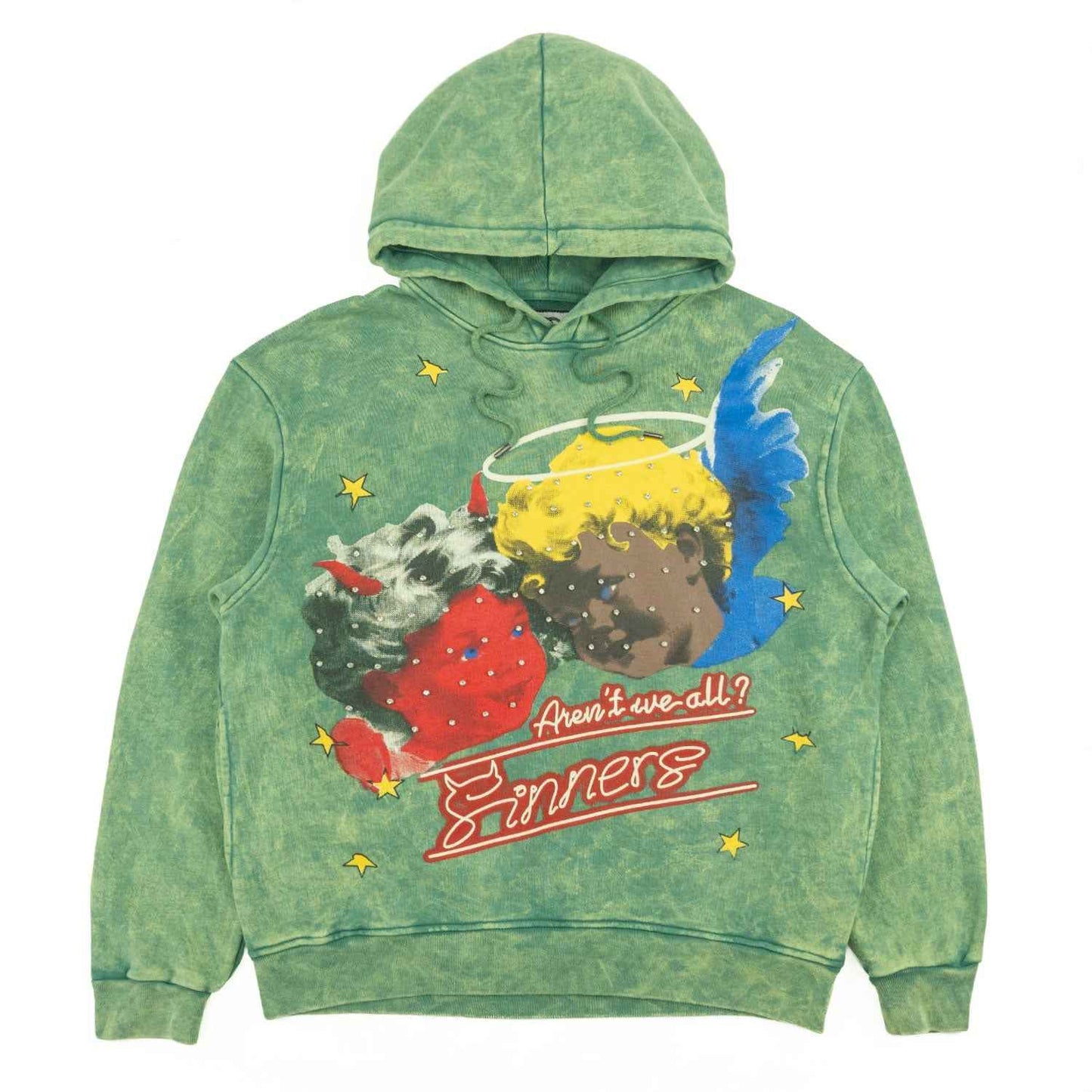 TEEK - Fleece Hoodie | F4173 Sinners Over Size - Green TOPS TEEK MJ S GREEN