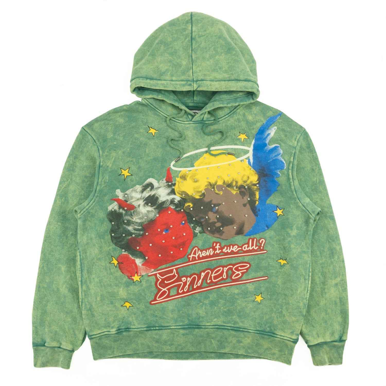 TEEK - Fleece Hoodie | F4173 Sinners Over Size - Green TOPS TEEK MJ S GREEN