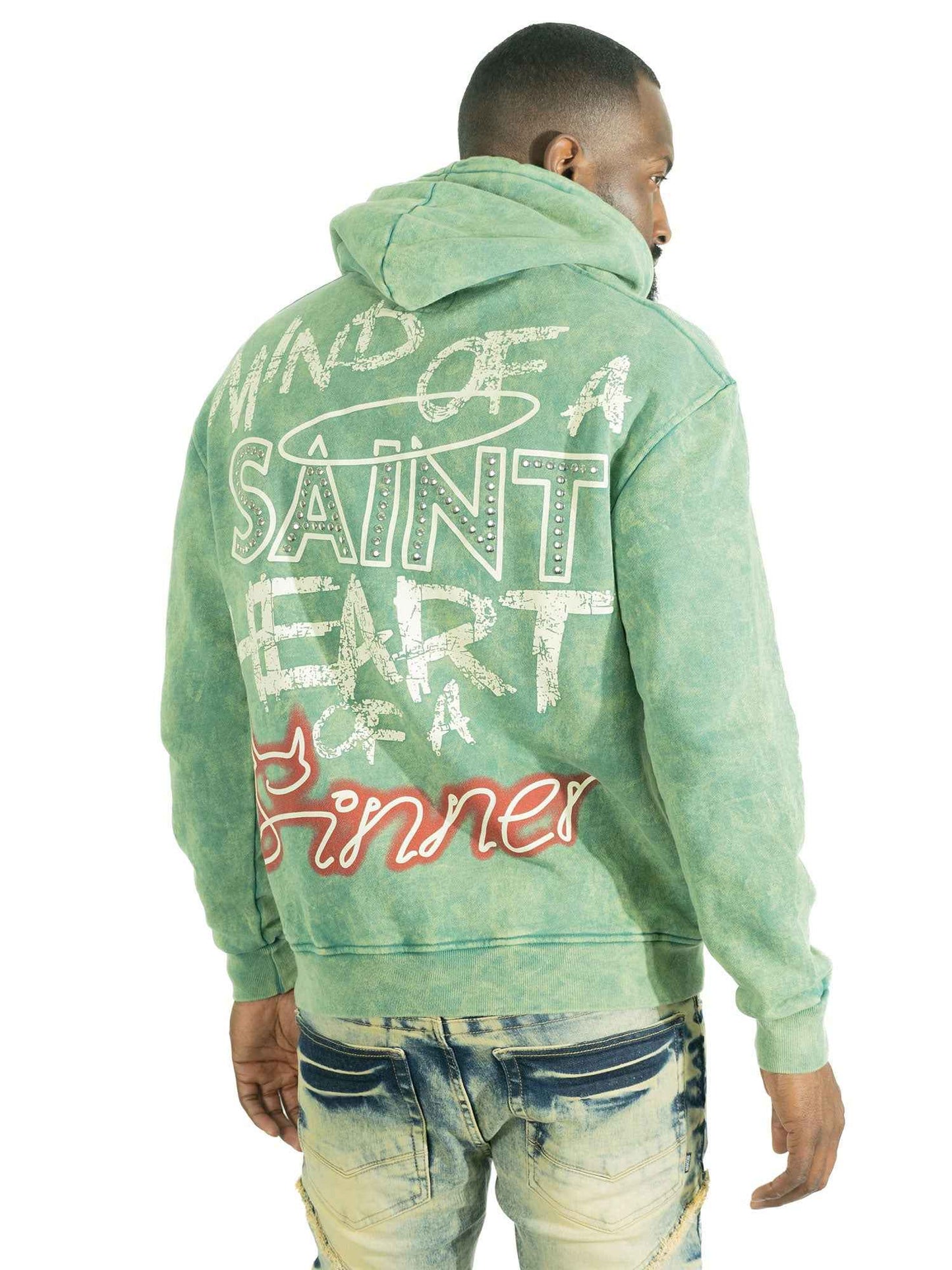 TEEK - Fleece Hoodie | F4173 Sinners Over Size - Green TOPS TEEK MJ