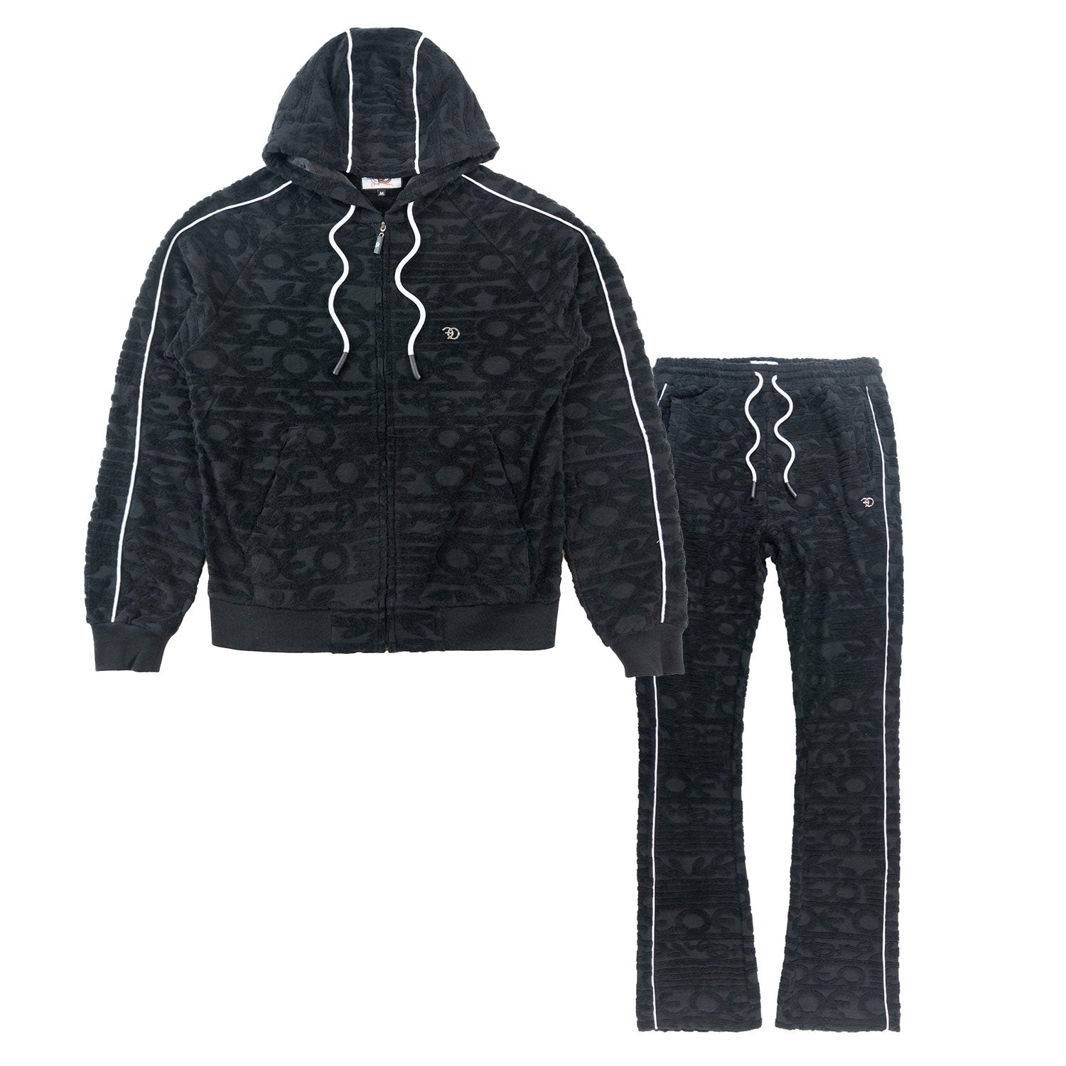 TEEK - F4378 Baroque Burn Out Terry Set - Black SET TEEK MJ S BLACK