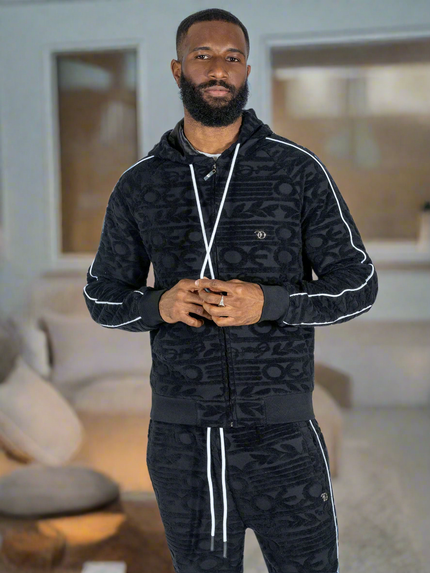 TEEK - F4378 Baroque Burn Out Terry Set - Black SET TEEK MJ