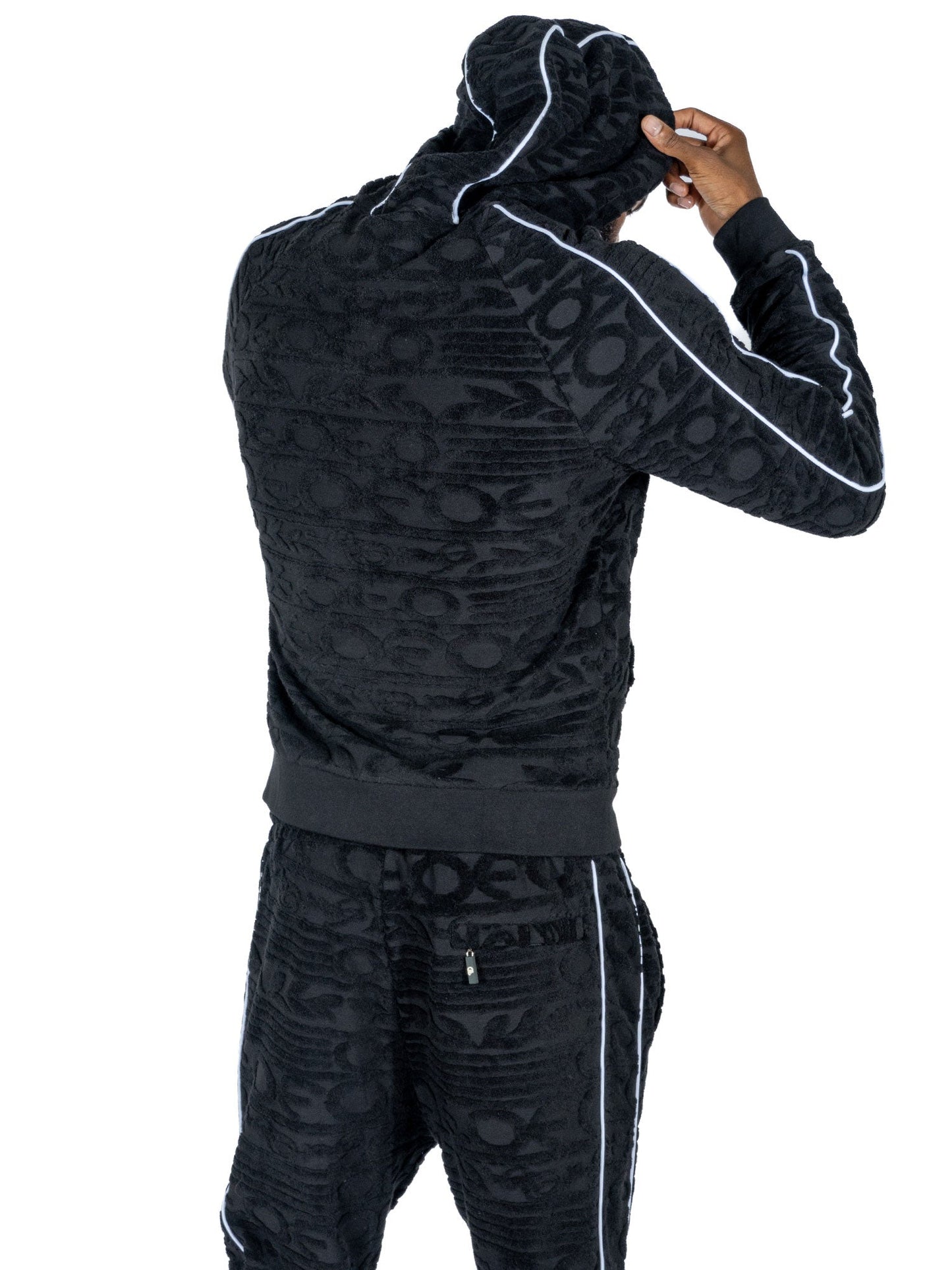 TEEK - F4378 Baroque Burn Out Terry Set - Black SET TEEK MJ