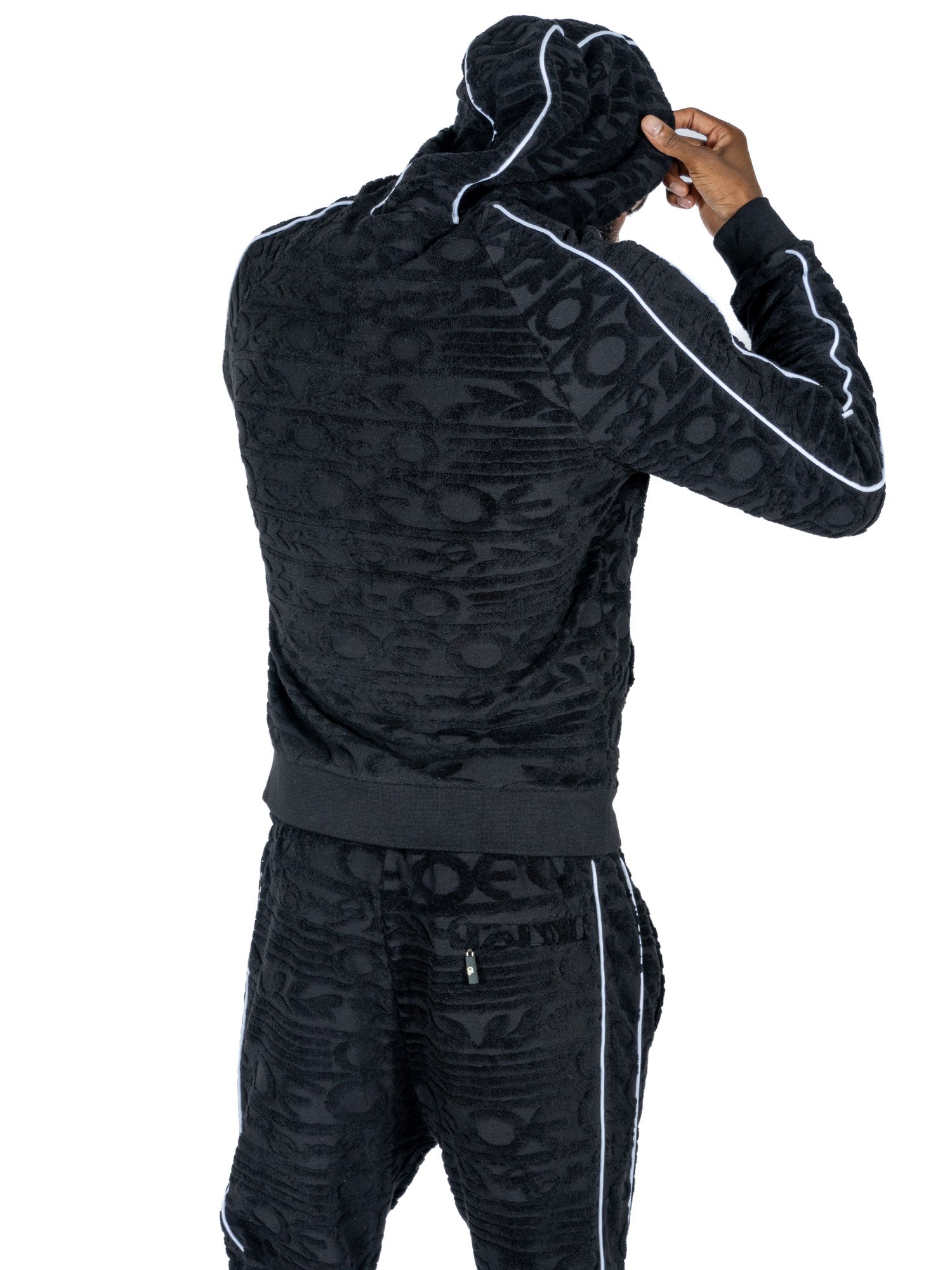 TEEK - F4378 Baroque Burn Out Terry Set - Black SET TEEK MJ