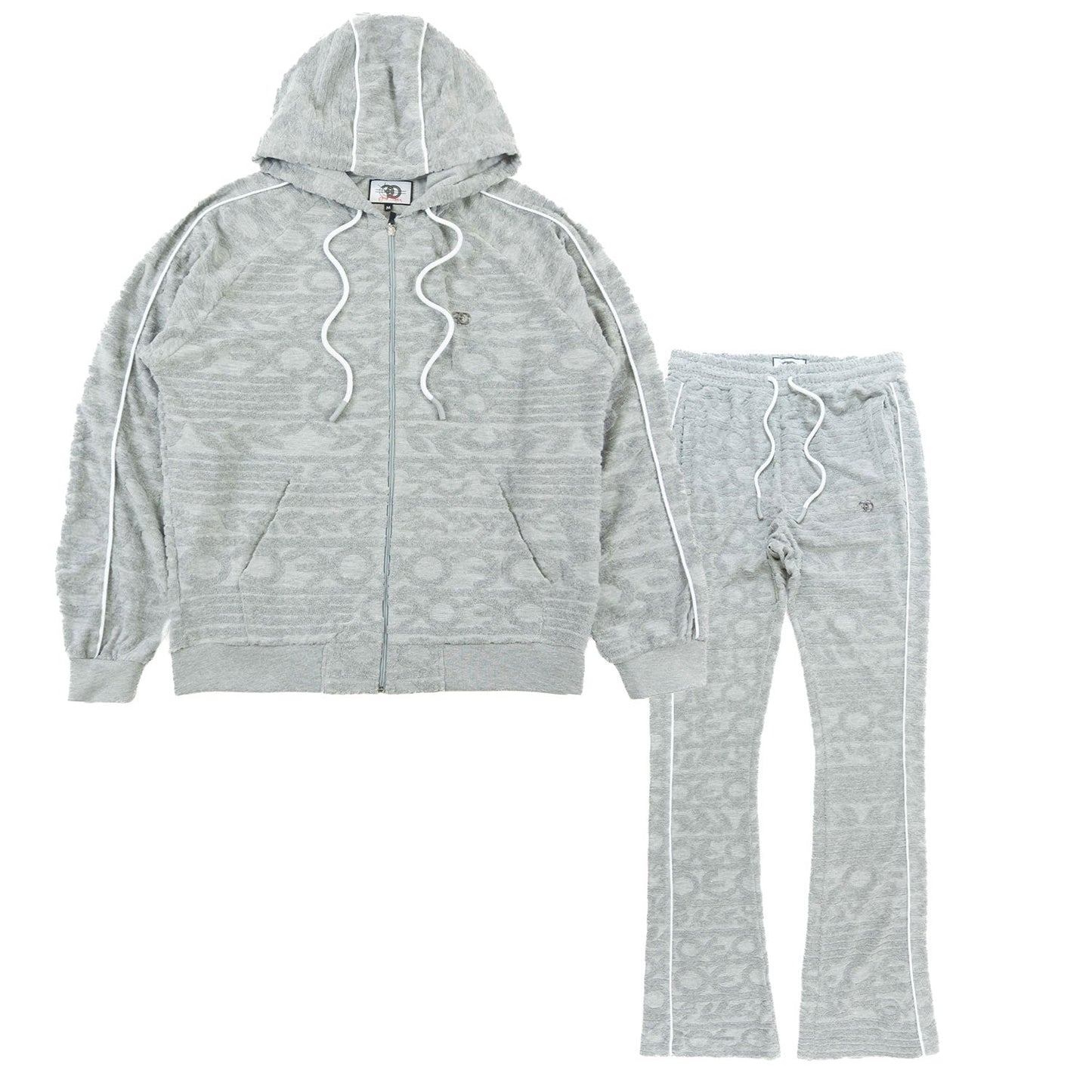 TEEK - F4378 Baroque Burn Out Terry Set - Gray SET TEEK MJ S GRAY