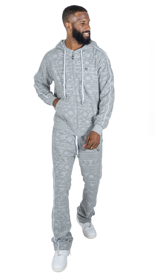 TEEK - F4378 Baroque Burn Out Terry Set - Gray SET TEEK MJ