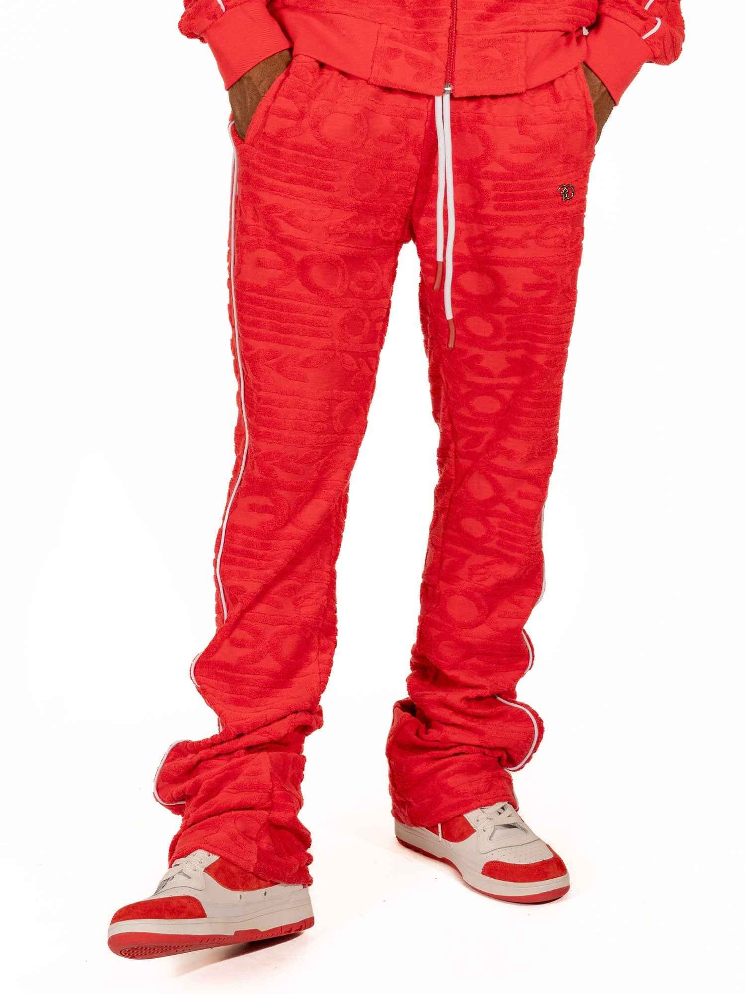 F4378 Baroque Burn Out Terry Set - Red Outfit Sets Makobi Jeans USA