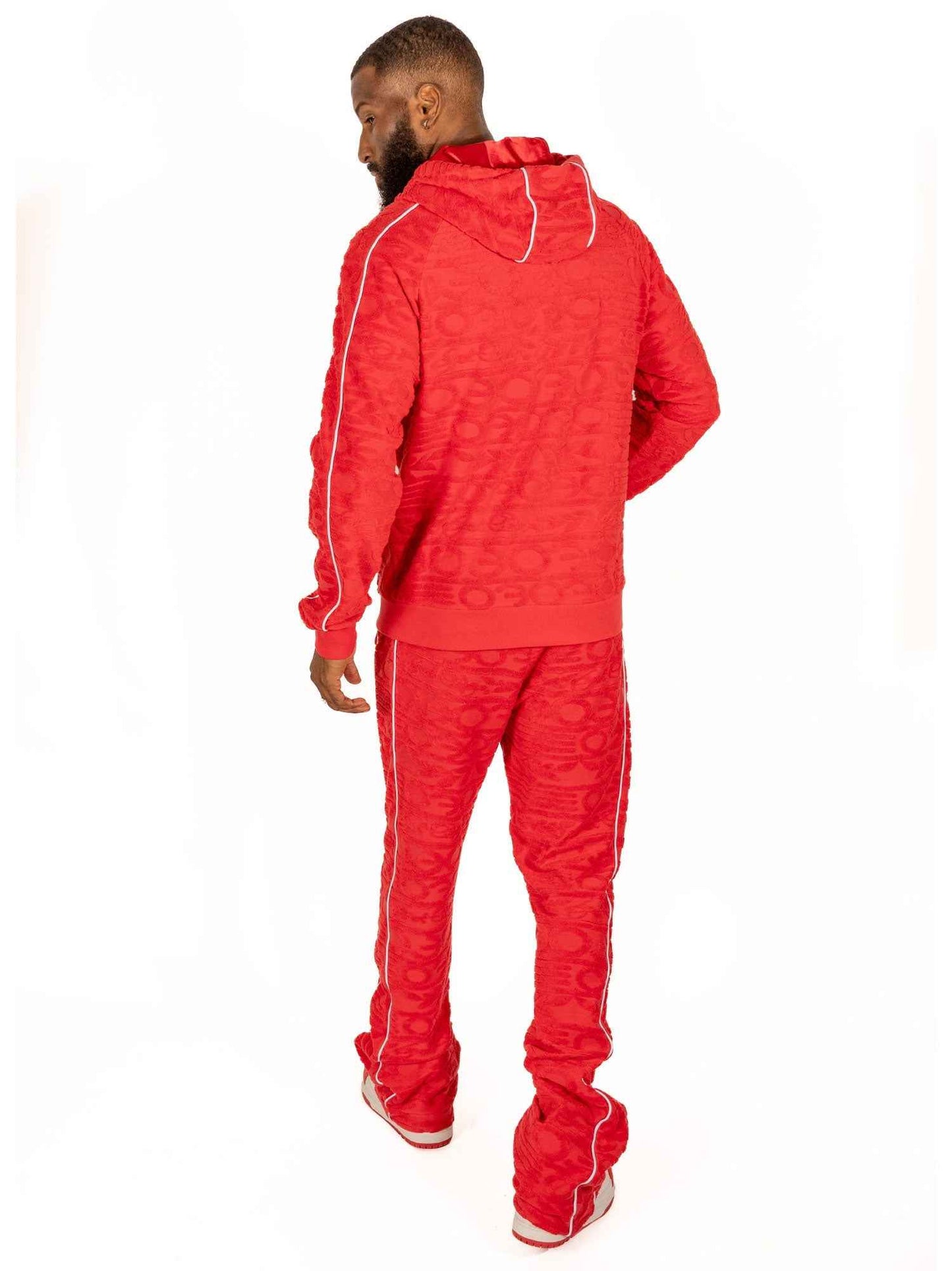 F4378 Baroque Burn Out Terry Set - Red Outfit Sets Makobi Jeans USA