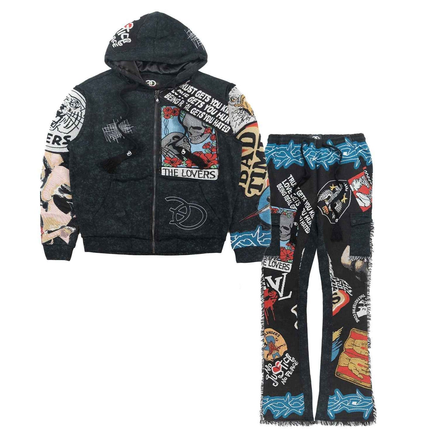 F5545 Brave Heart Tapestry Hoodie - Black Hoodie Makobi Jeans USA