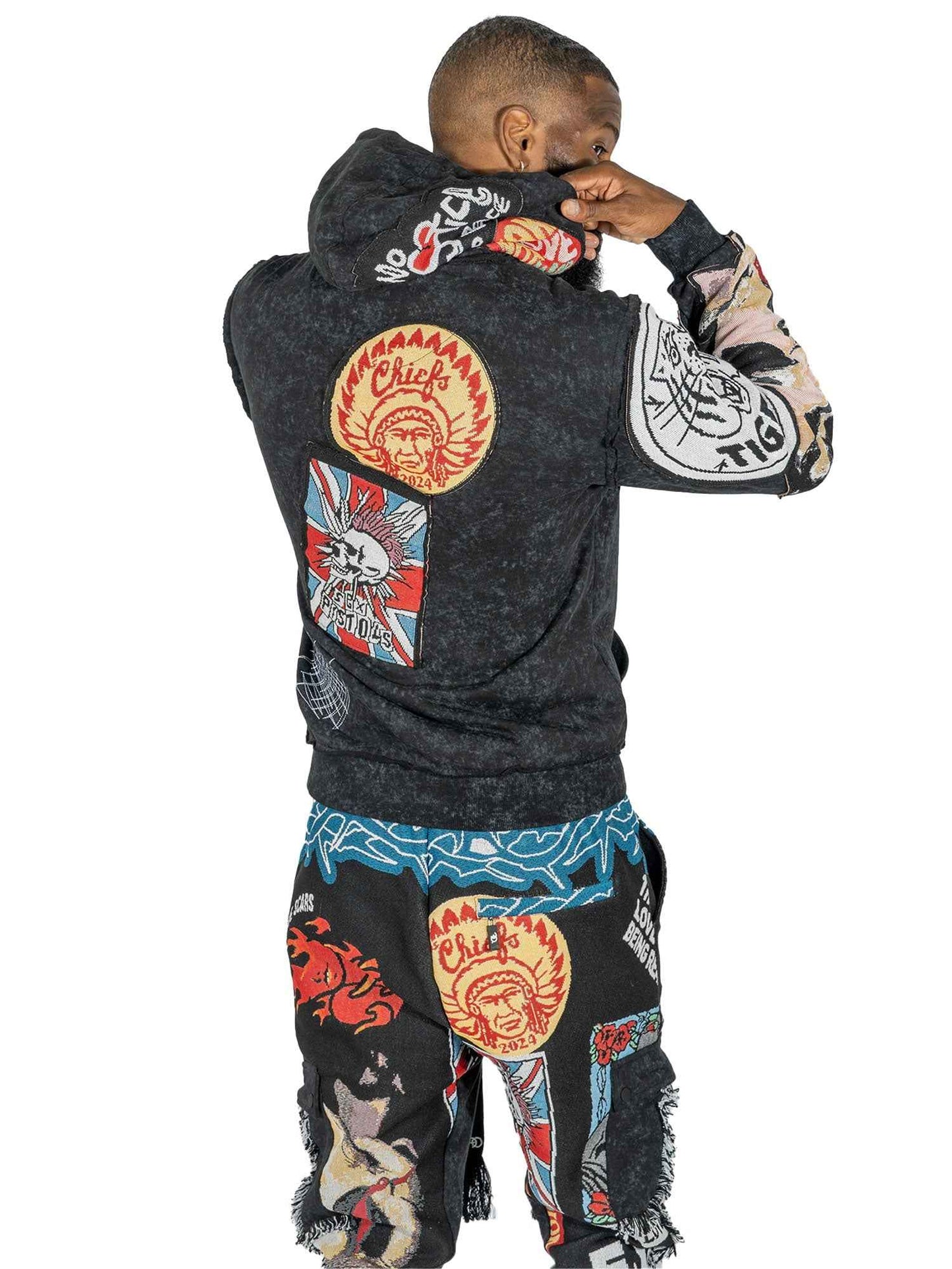 F5545 Brave Heart Tapestry Hoodie - Black Hoodie Makobi Jeans USA