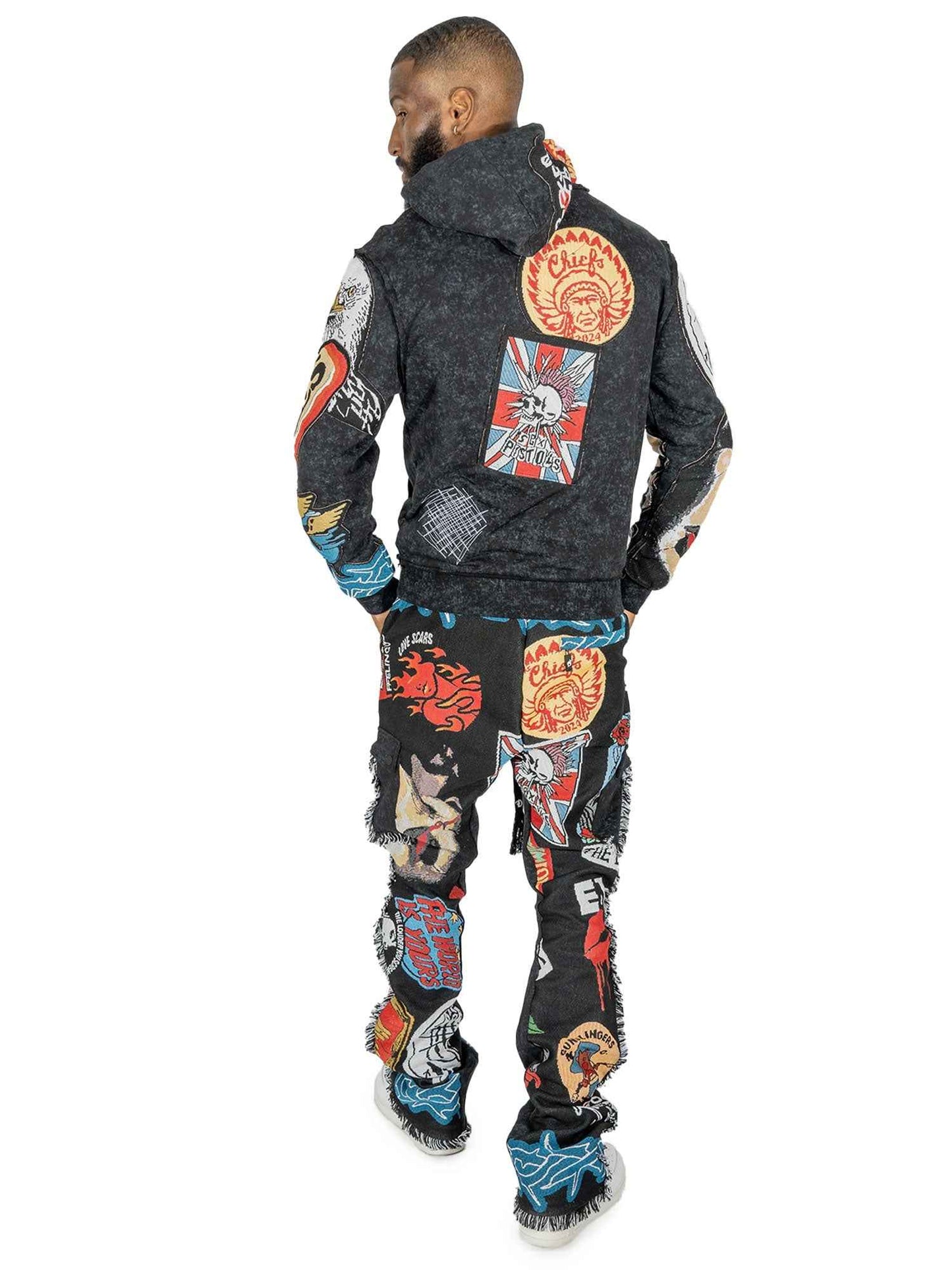 F5545 Brave Heart Tapestry Hoodie - Black Hoodie Makobi Jeans USA