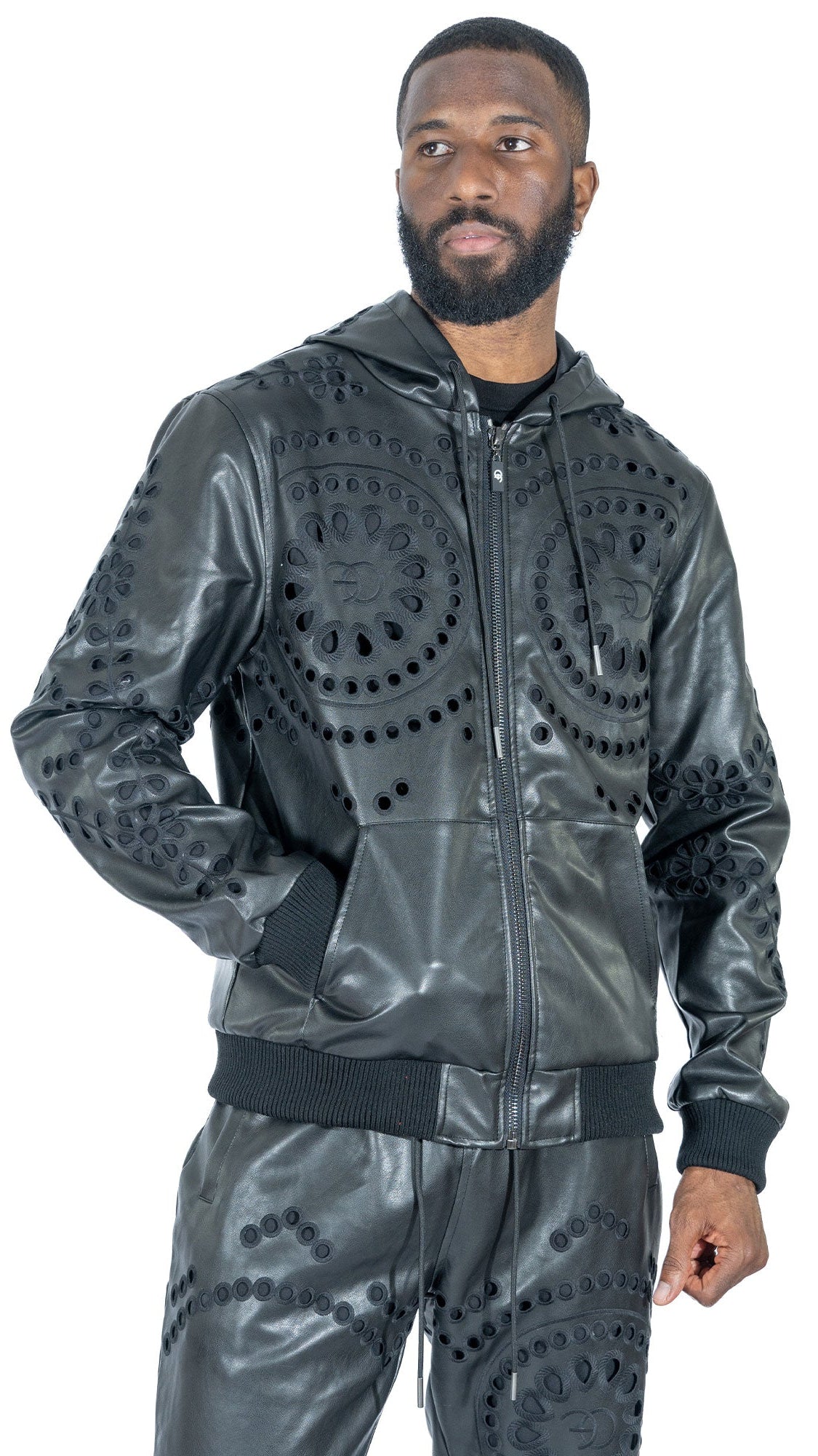 TEEK - F5760 Cashay Vegan Leather Vegan Set - Black JACKET TEEK MJ