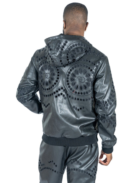 TEEK - F5760 Cashay Vegan Leather Vegan Set - Black JACKET TEEK MJ