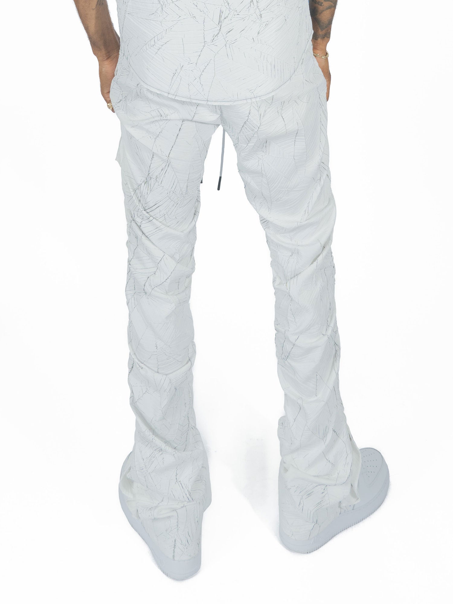 TEEK - F6464 Monico Nylon Stacked Pants - White PANTS TEEK MJ