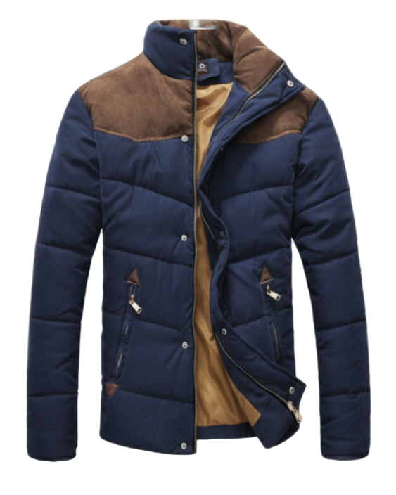 TEEK - Navy Blue Mens Stand Collar Puffer Jacket JACKET TEEK 1TFY