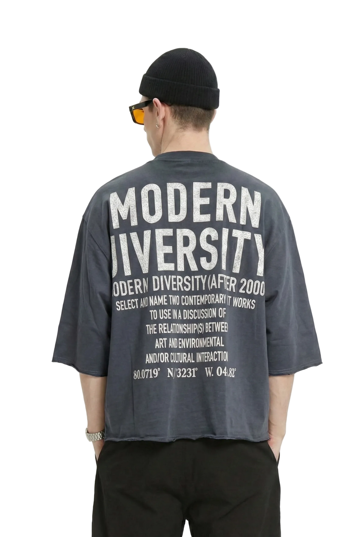 AVOYA S/N Jersey 3/4 Sleeve Crop Top Tee with Detachable Necklace Men's Tee Love to Kleep