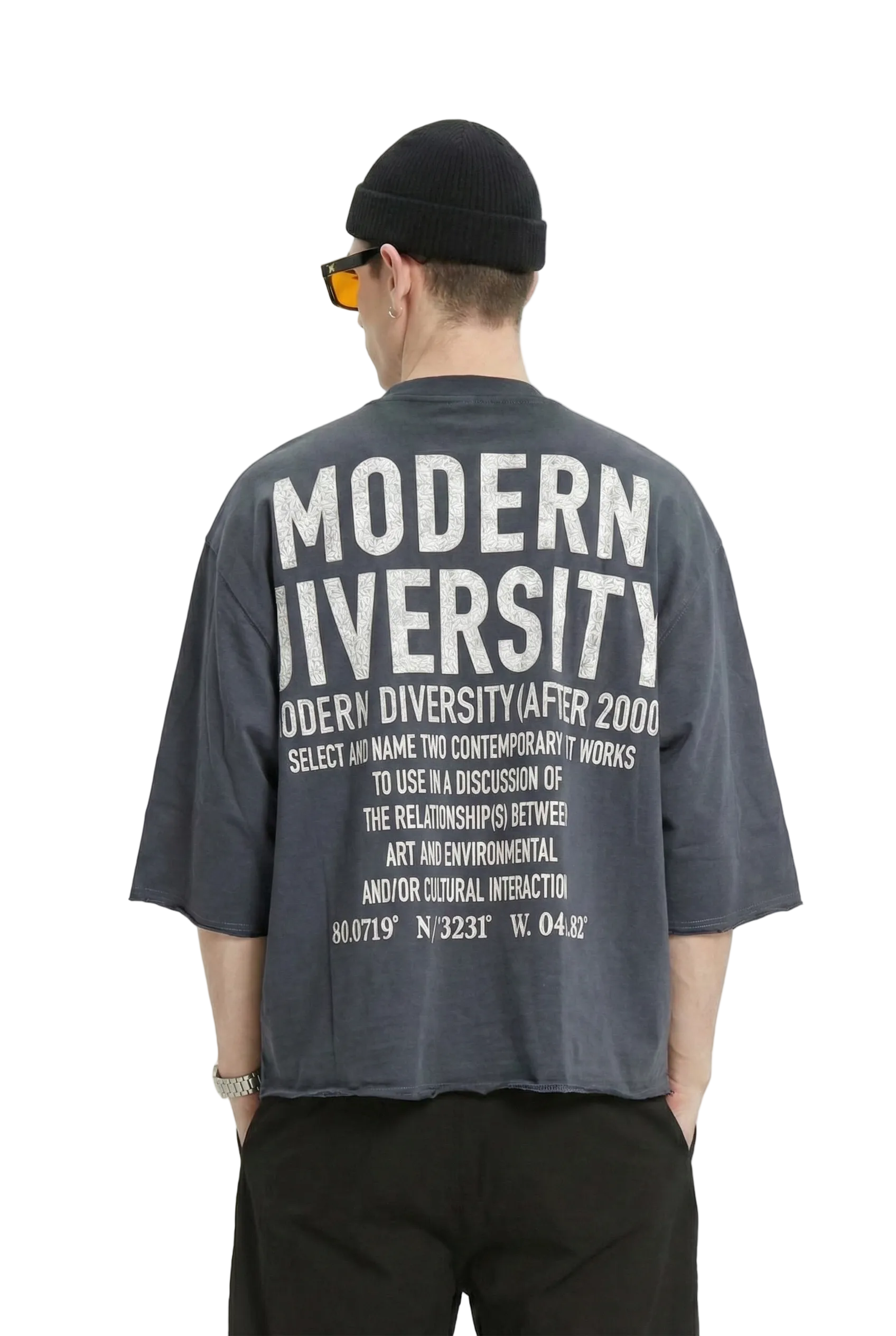 AVOYA S/N Jersey 3/4 Sleeve Crop Top Tee with Detachable Necklace Men's Tee Love to Kleep