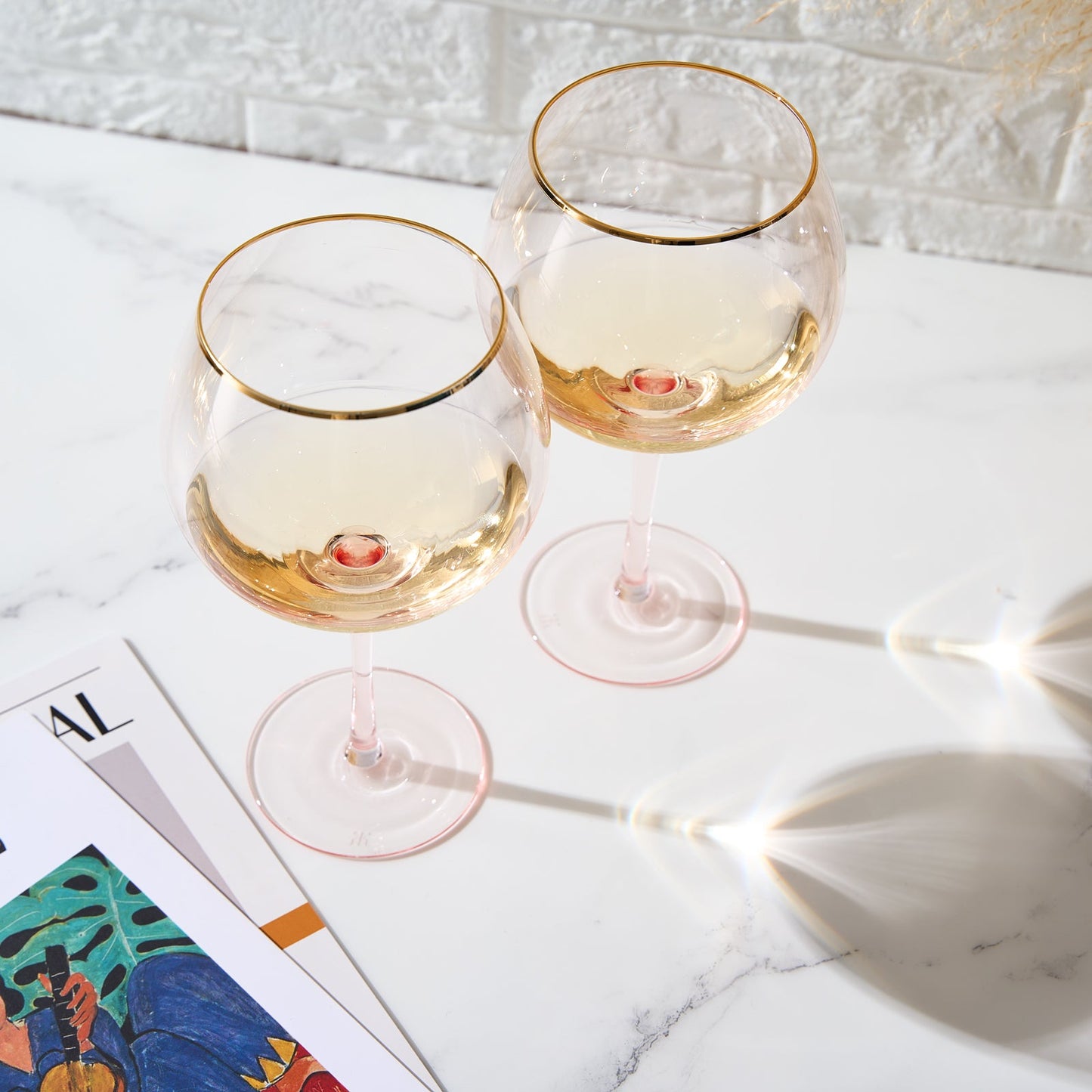 TEEK - Palazzo Stemmed Wine Glassware Set | Pink HOME DECOR TEEK KS