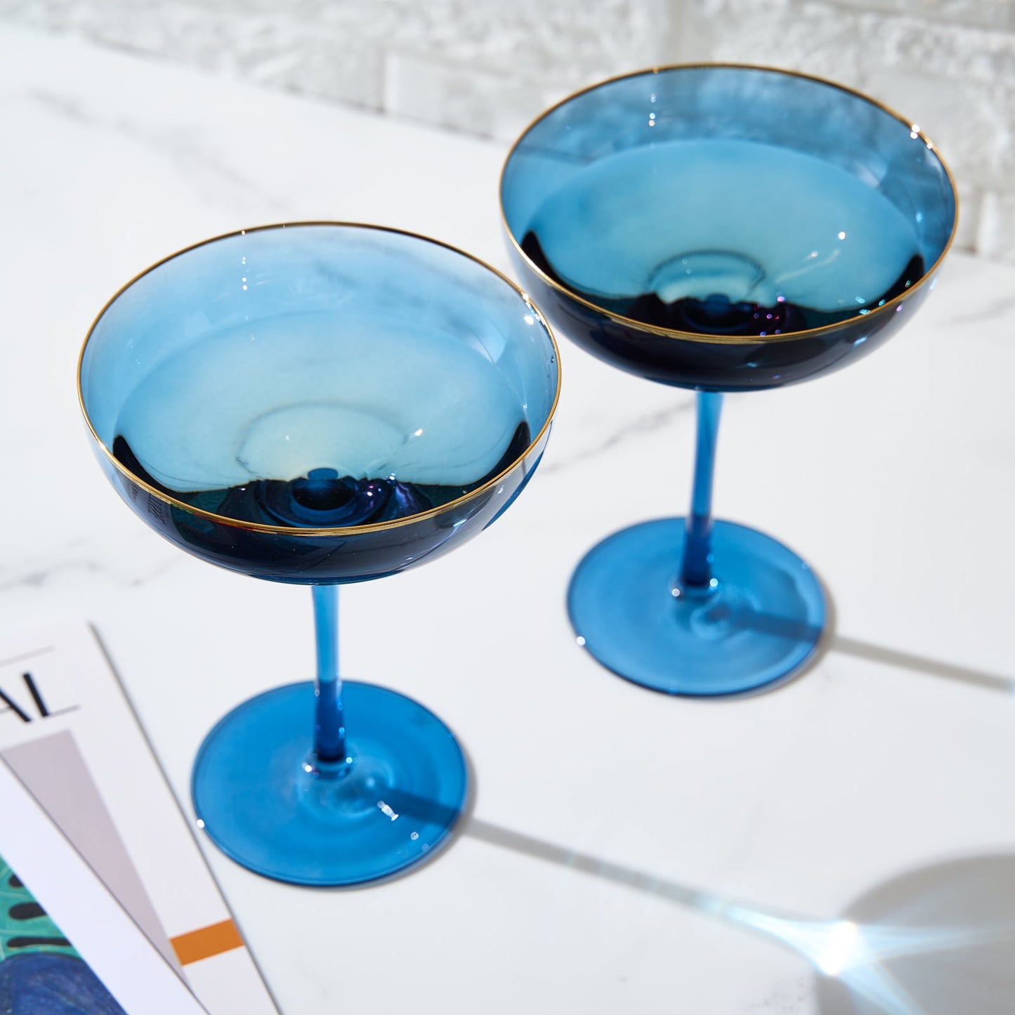 TEEK - Palazzo Champagne Coupe Cocktail Glassware Set | Blue HOME DECOR TEEK KS