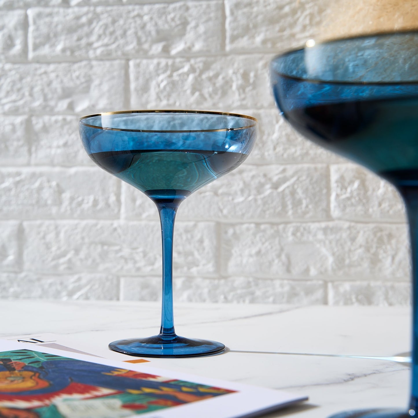 TEEK - Palazzo Champagne Coupe Cocktail Glassware Set | Blue HOME DECOR TEEK KS