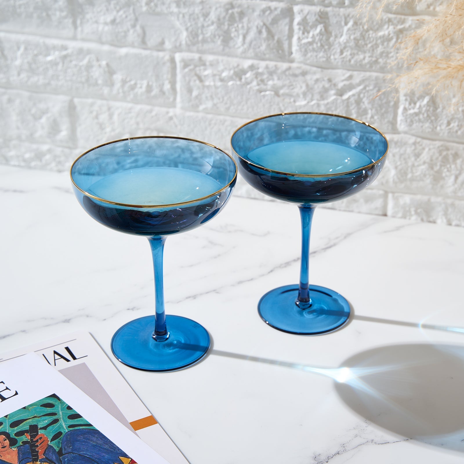 TEEK - Palazzo Champagne Coupe Cocktail Glassware Set | Blue HOME DECOR TEEK KS
