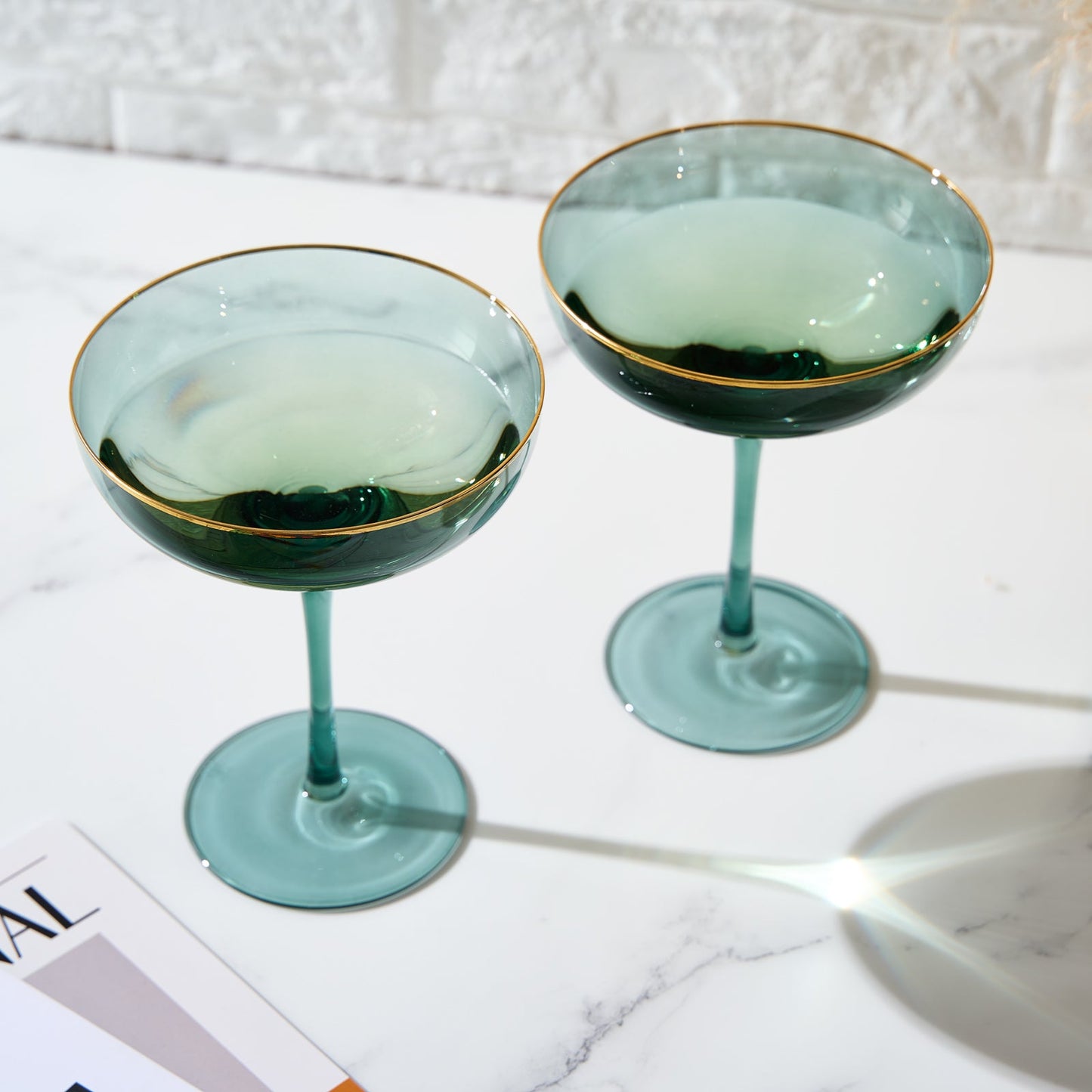 TEEK - Palazzo Champagne Coupe Cocktail Glassware Set | Green HOME DECOR TEEK KS