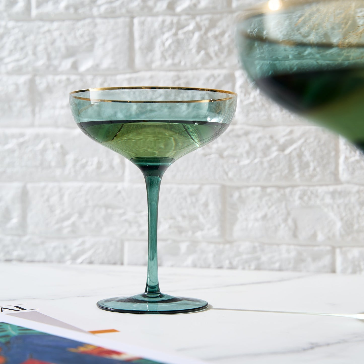 TEEK - Palazzo Champagne Coupe Cocktail Glassware Set | Green HOME DECOR TEEK KS