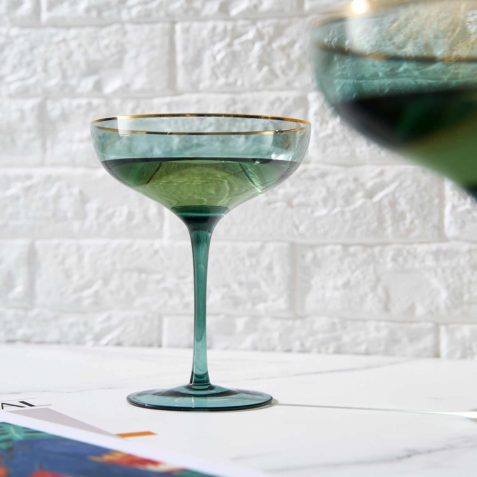 TEEK - Palazzo Champagne Coupe Cocktail Glassware Set | Green HOME DECOR TEEK KS