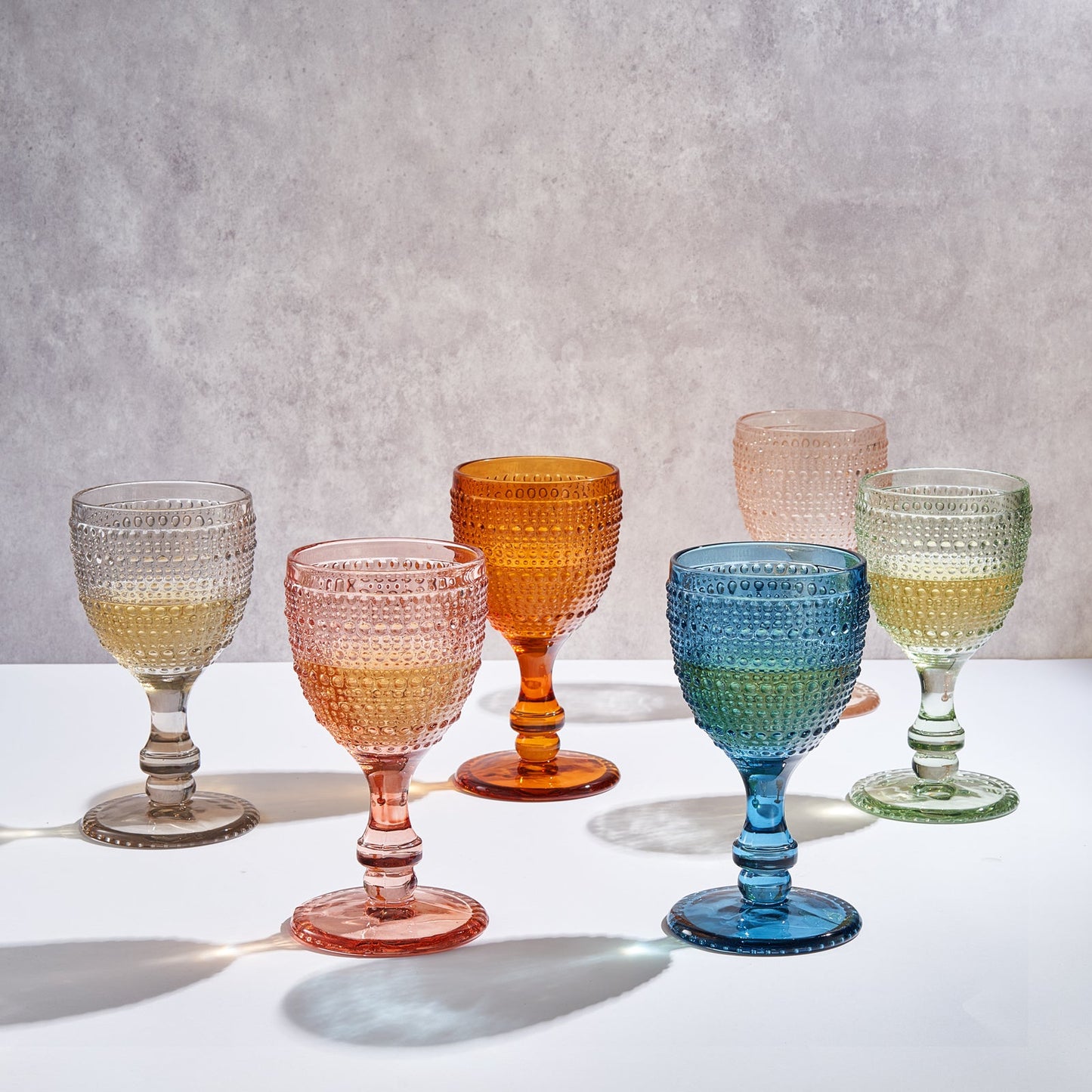 TEEK - Tonal Hobnail Goblet Stemmed Wine Glassware Set HOME DECOR TEEK KS
