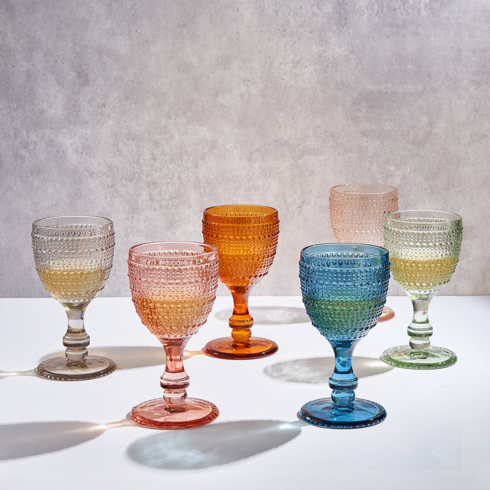 TEEK - Tonal Hobnail Goblet Stemmed Wine Glassware Set HOME DECOR TEEK KS