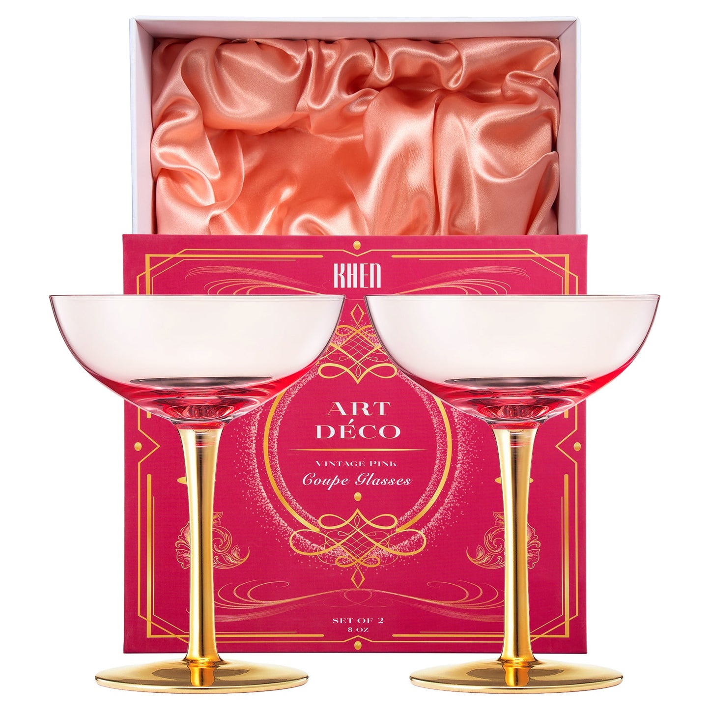 TEEK - Deco Champagne Coupe Cocktail Glassware Pink Set HOME DECOR TEEK KS