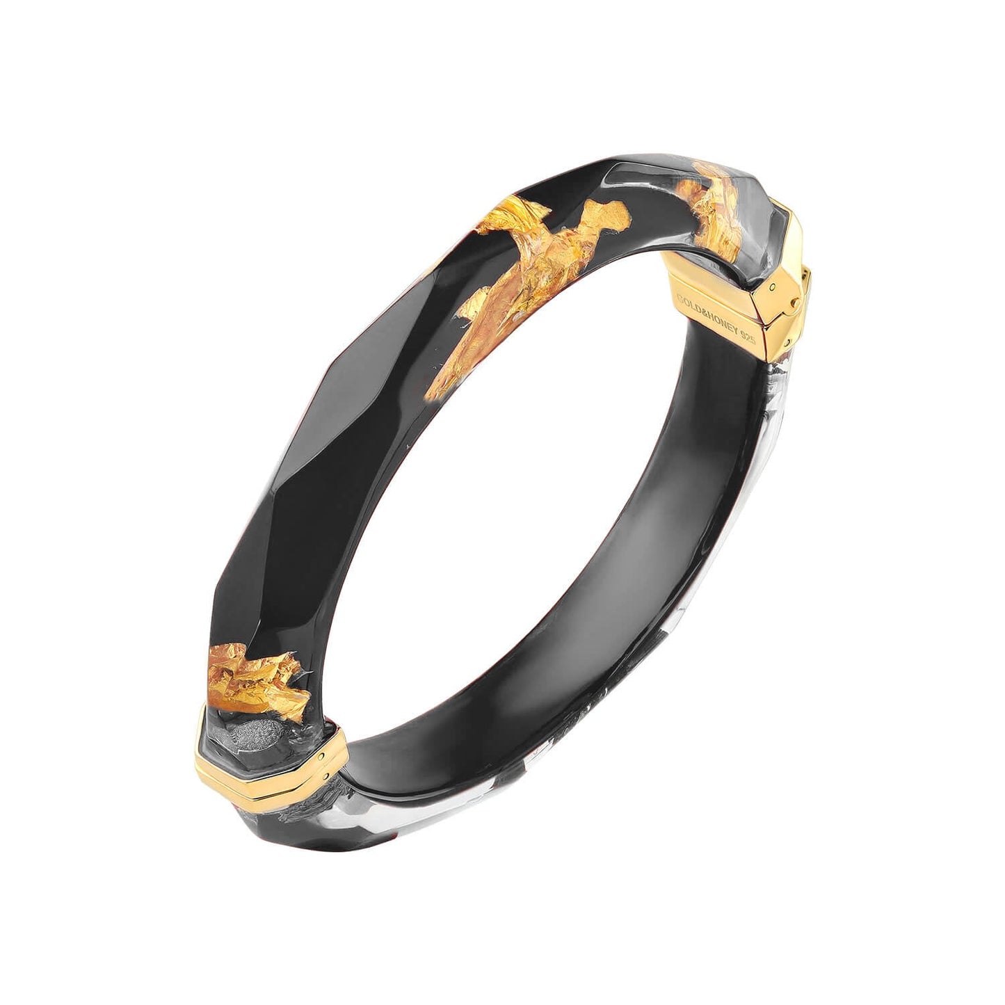 TEEK - Gold Leaf Thin Faceted Lucite Bangles JEWELRY TEEK GNH BLACK GOLD LEAF