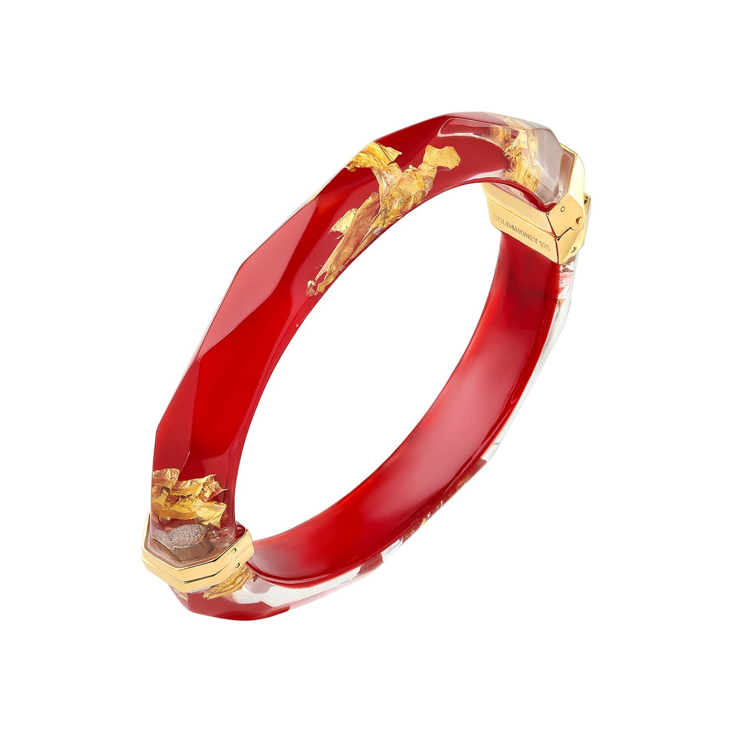 TEEK - Gold Leaf Thin Faceted Lucite Bangles JEWELRY TEEK GNH CARNELIAN GOLD LEAF