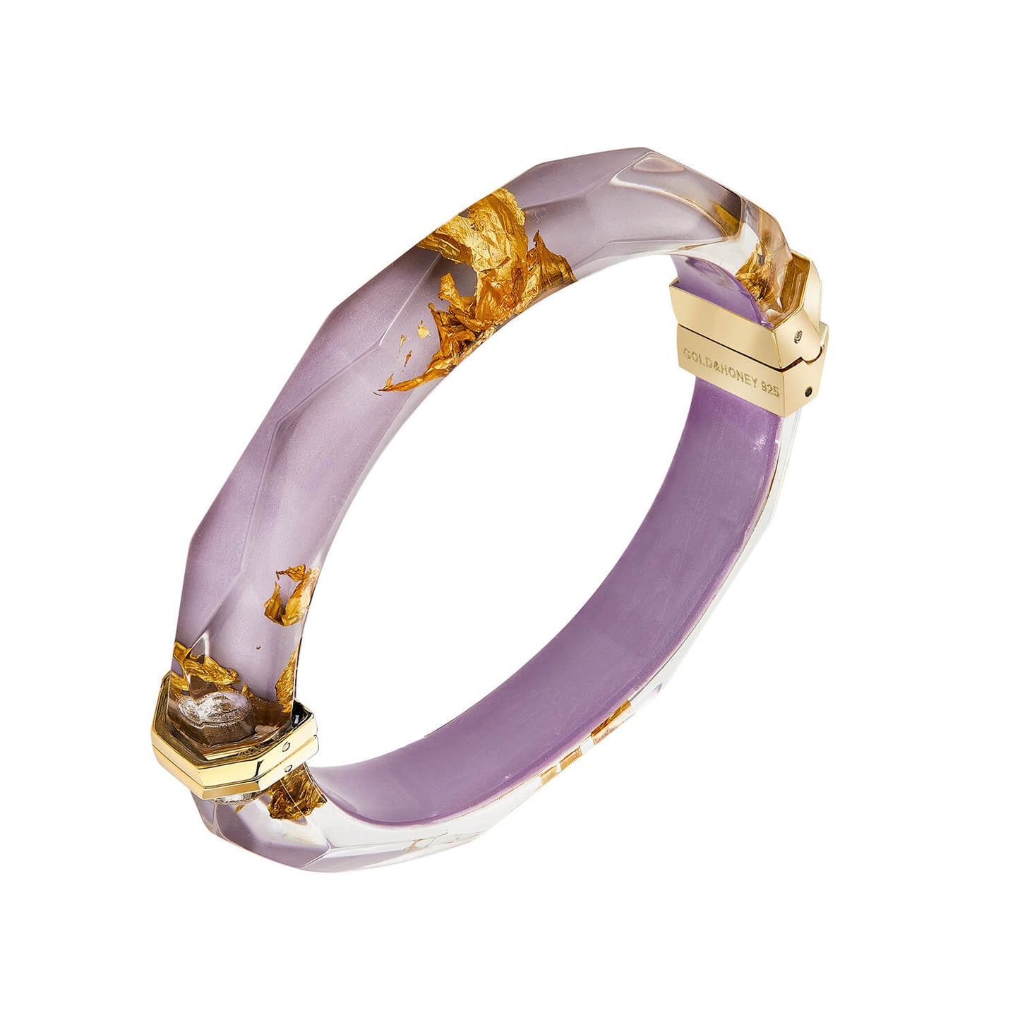 TEEK - Gold Leaf Thin Faceted Lucite Bangles JEWELRY TEEK GNH LAVENDER GOLD LEAF