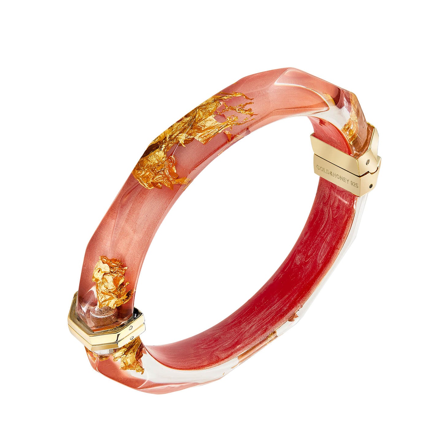 TEEK - Gold Leaf Thin Faceted Lucite Bangles JEWELRY TEEK GNH LIVING CORAL GOLD LEAF