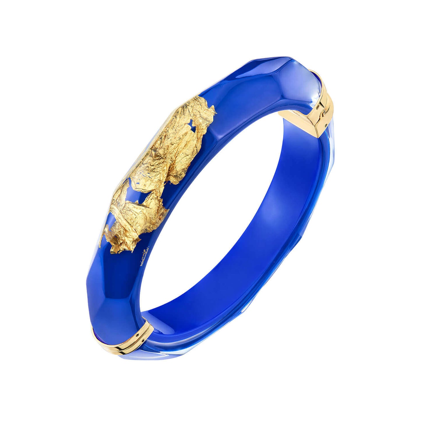 TEEK - Gold Leaf Thin Faceted Lucite Bangles JEWELRY TEEK GNH ROYAL BLUE GOLD LEAF
