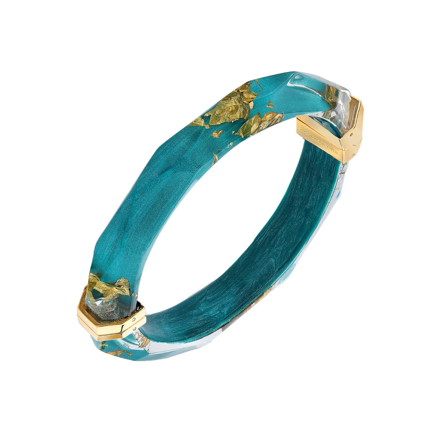TEEK - Gold Leaf Thin Faceted Lucite Bangles JEWELRY TEEK GNH TEAL GOLD LEAF