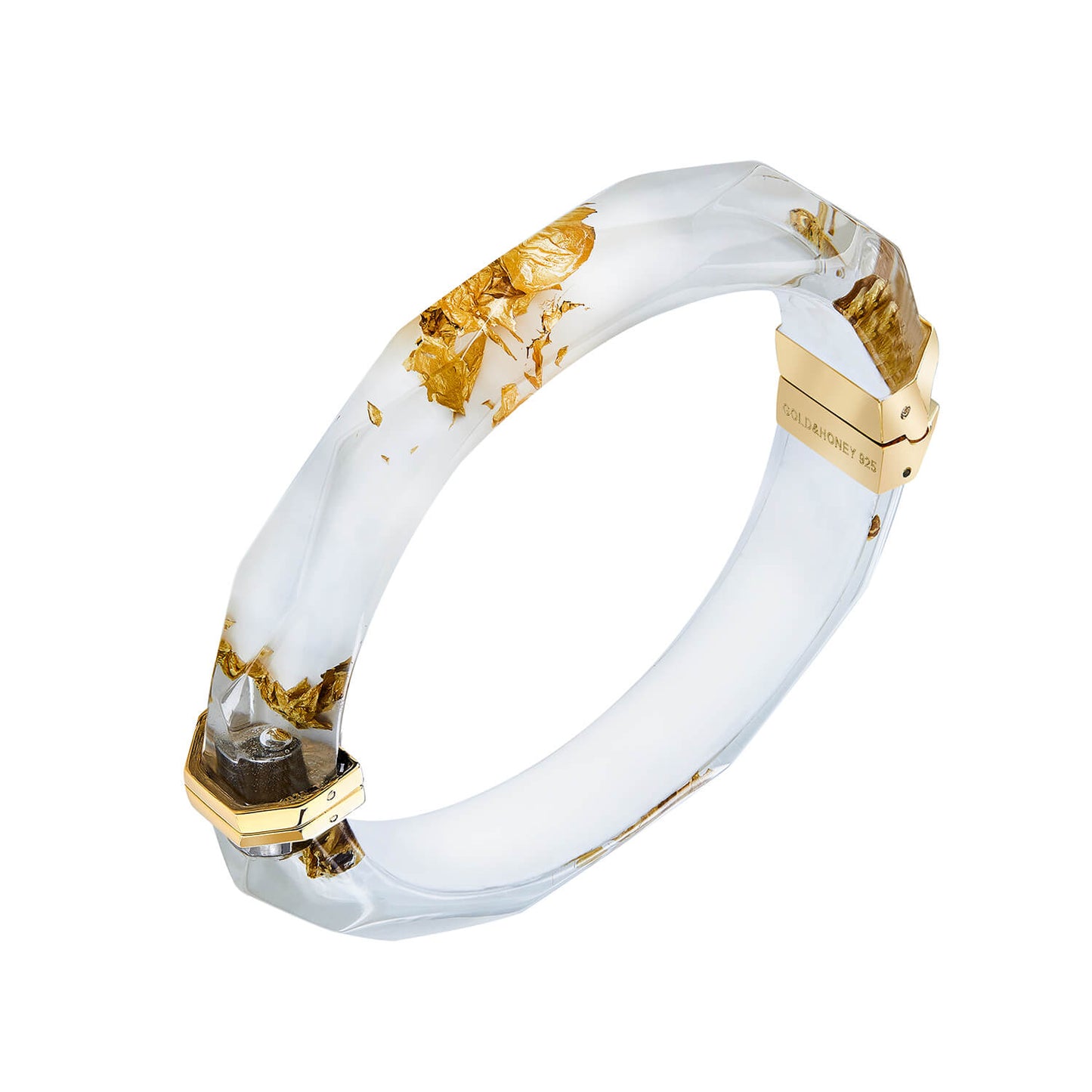 TEEK - Gold Leaf Thin Faceted Lucite Bangles JEWELRY TEEK GNH WHITE GOLD LEAF