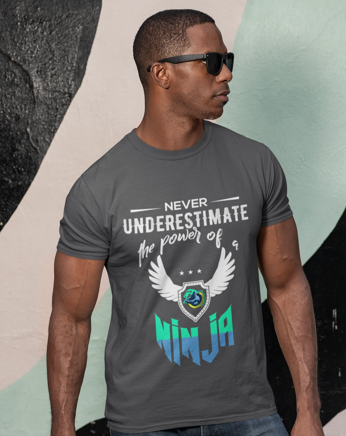 TEEK - Ninja Power Short Sleeve T-Shirt in Green Text TOPS TEEK ONE Deep Heather XS