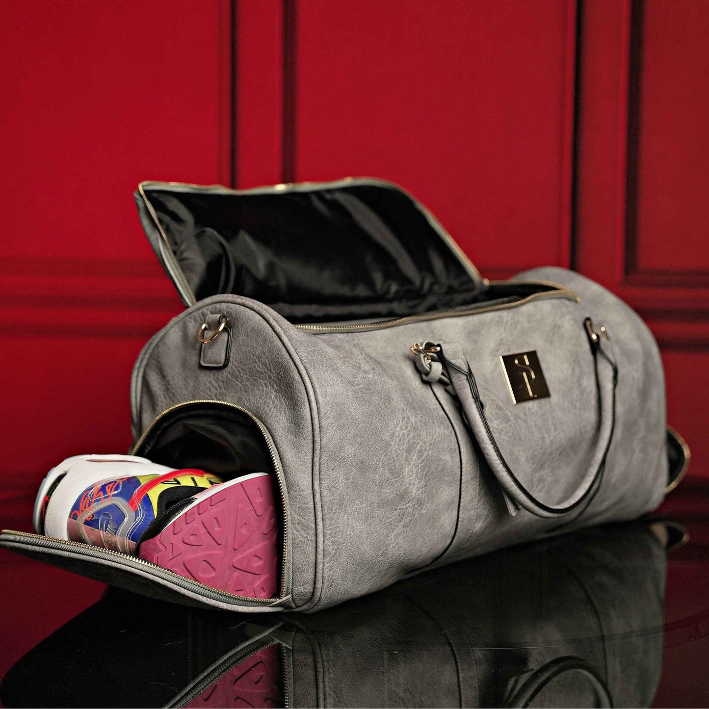 TEEK - Grey Tumbled Leather Signature Bag Set (Signature Backpack and Duffle Bag) BAG TEEK SP