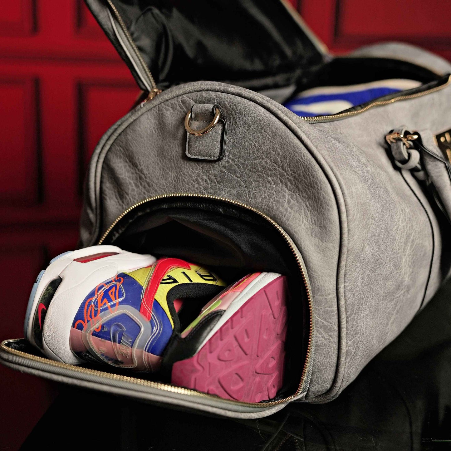 TEEK - Grey Tumbled Leather Weekender Duffle Bag BAG TEEK SP