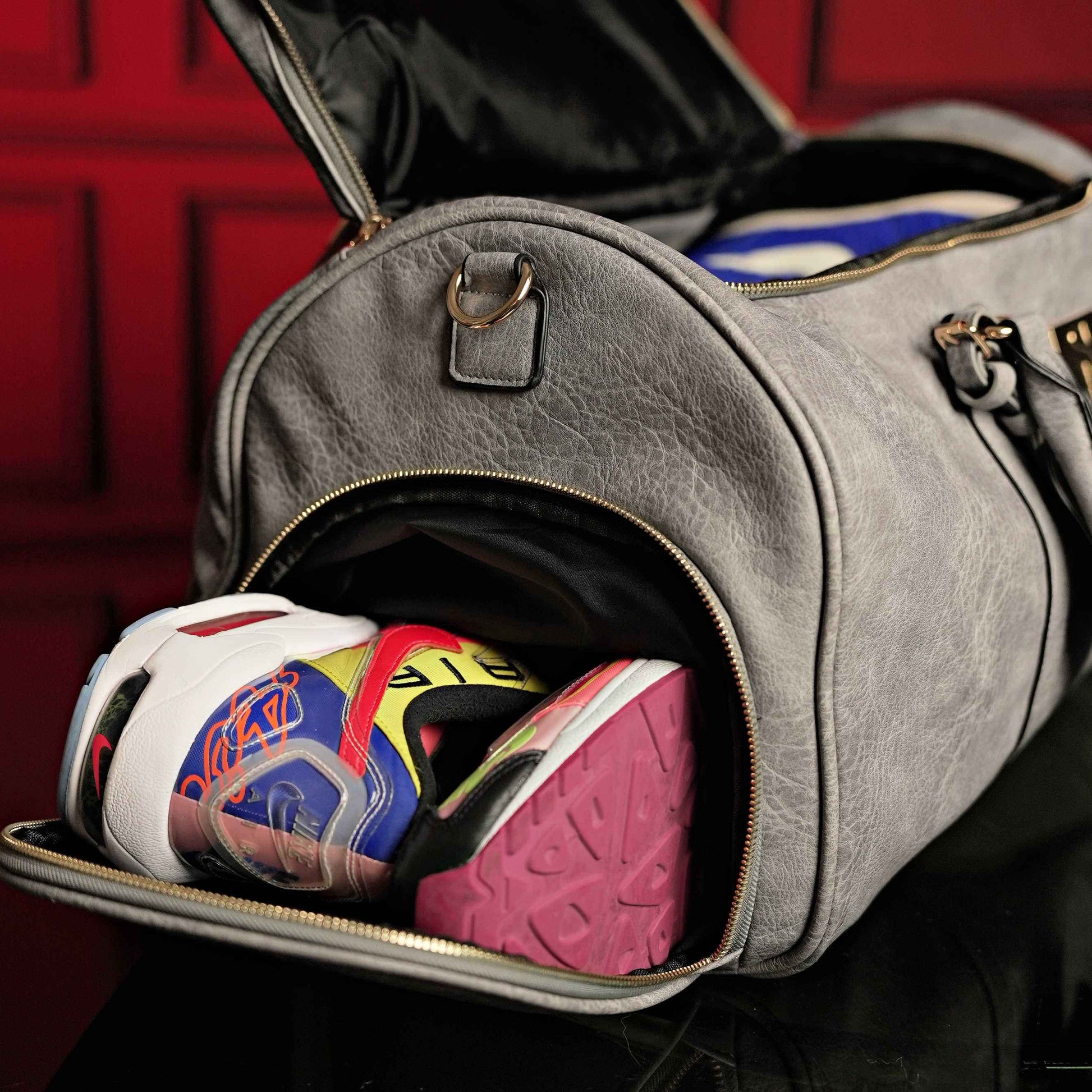 TEEK - Grey Tumbled Leather Signature Bag Set (Signature Backpack and Duffle Bag) BAG TEEK SP