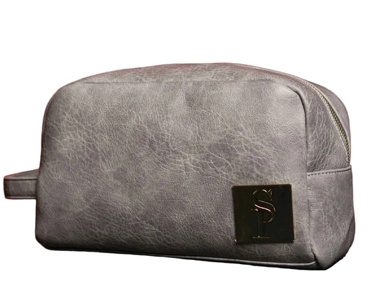 Grey Leather Toiletry Bag Sole Premise