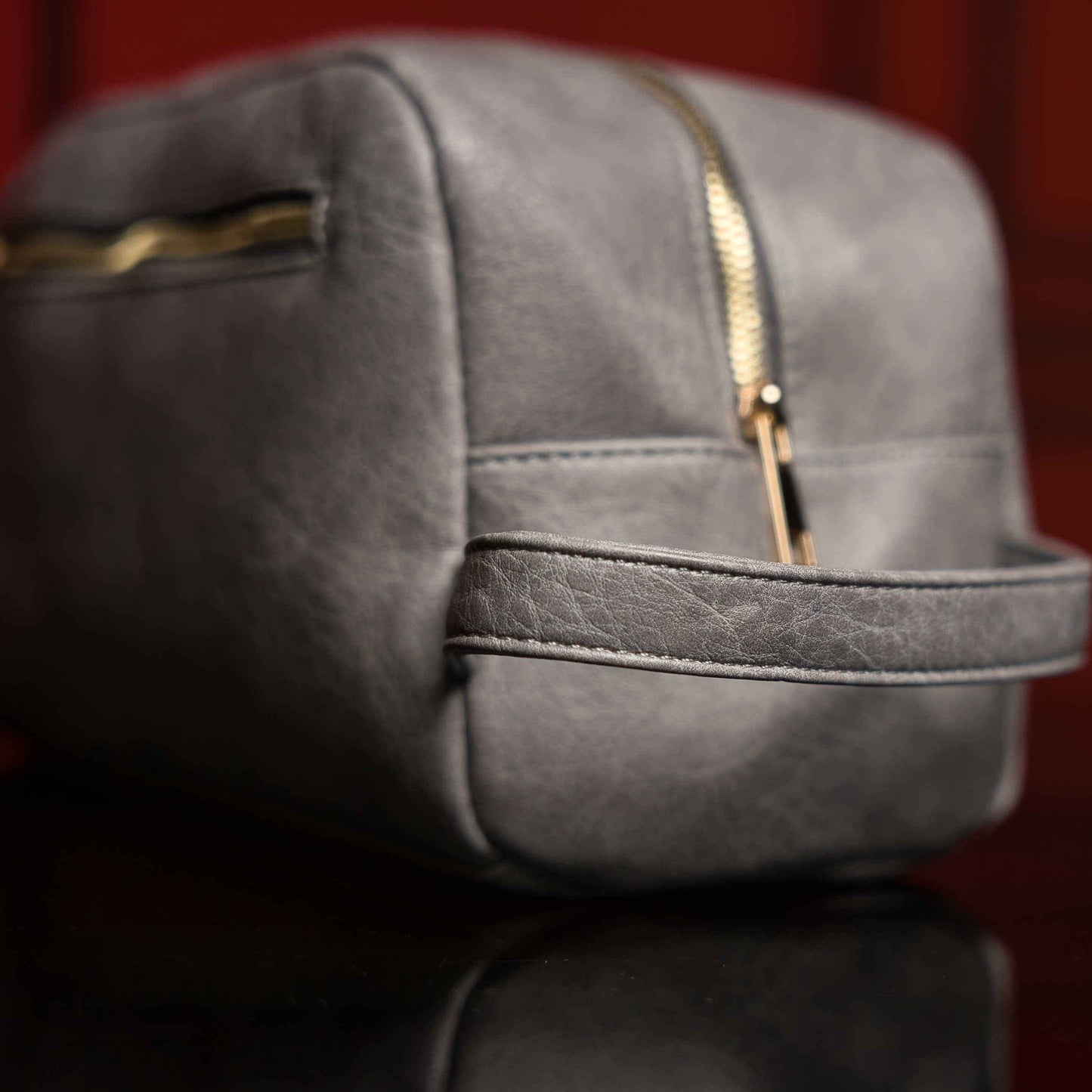 Grey Leather Toiletry Bag Sole Premise