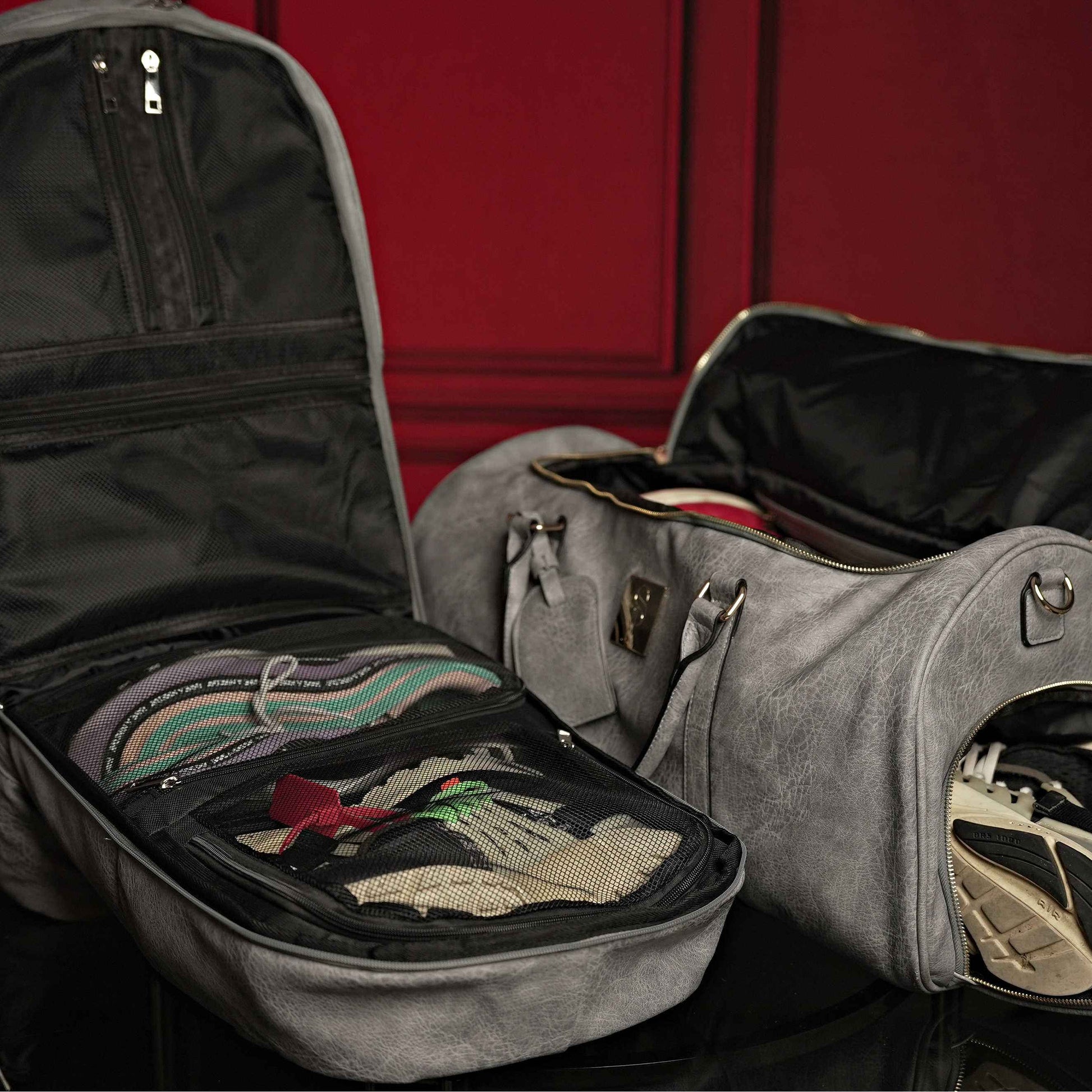 TEEK - Grey Tumbled Leather Signature Bag Set (Signature Backpack and Duffle Bag) BAG TEEK SP